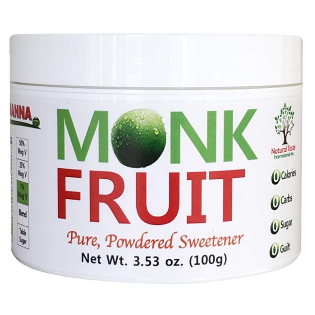 NAMANNA Pure Monk Fruit Sweetener - Zero Calorie, Zero Carb, Paleo and keto Safe - (7% Mogroside V, 80g, 444 Servings)