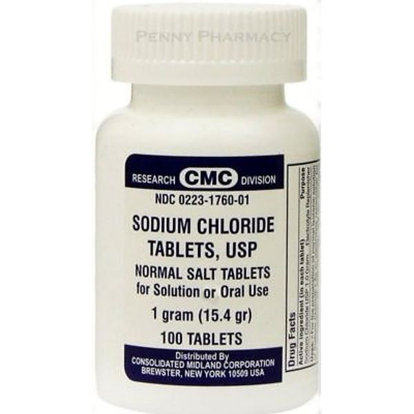 Sodium Chloride Tablets SALT 1 GM 100ct FRESH PHARMACY SUPPLY __