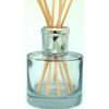 Round Glass Diffuser Bottle Shiny Silver Cap Travel Plug.