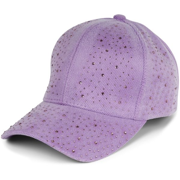 styleBREAKER Damen Baseball Cap mit Strass Applikation, 6 Panel Cap Einfarbig, Basecap Schnalle verstellbar 04023093, Farbe:Flieder