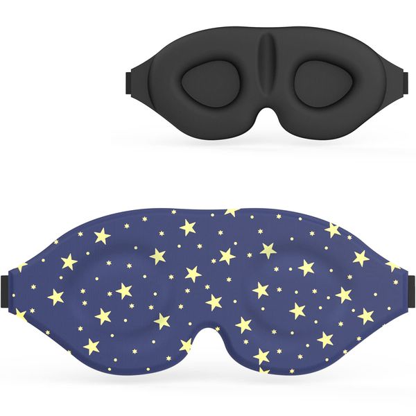 AMAZKER Sleep Eye Mask for Men Women 3D Contoured Cup, Concave Molded, Block Out Light, Molded Soft Comfort Eye Shade with Adjustable Strap for Travel Yoga Nap (Stars)