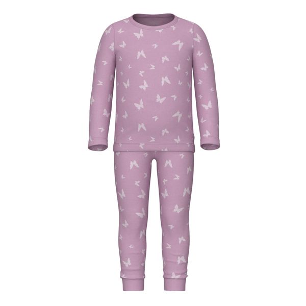 NAME IT Girl Long Sleeve Nightwear Set, Pastel Lilac