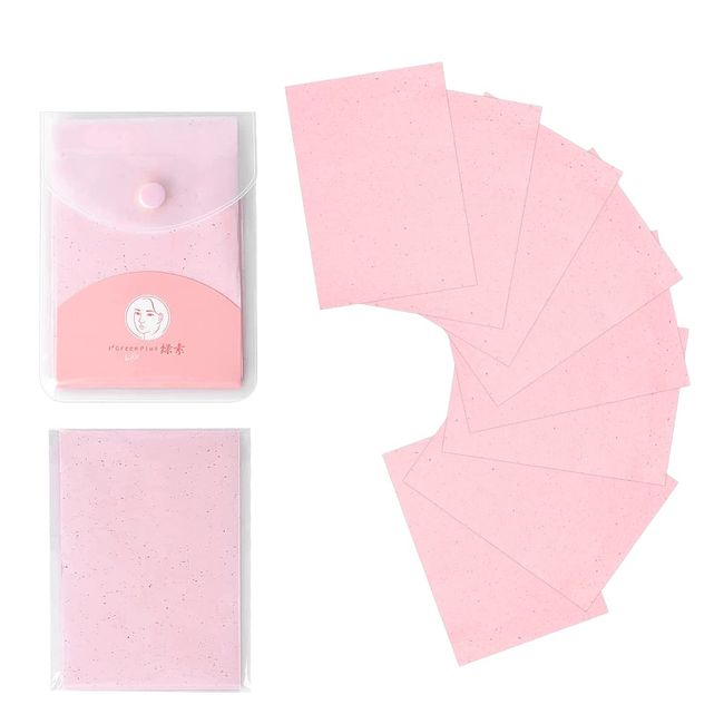 Jagowa 160 Sheets Oil Blotting Paper Oil Control Blotting Paper Natural Facial Portable Oil Blotting Paper Natural Fragrance Men Women Students Facial Tissue (Pink, Rose)