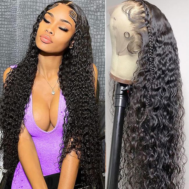 JIETAI 13X4 HD Lace Front Wigs Human Hair Pre Plucked with Baby 180% Density Brazilian Curly Wave for Black Women 9A Glueless frontal Natural Color (26 Inch)