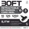 30Ft Retractable Extension Cord Reel with Breaker Switch Black