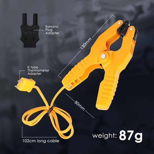 JuviPerpric K-Type Thermometer Clamp Pipe Temperature Clamp for HVAC/Multimeter, HVAC Temperature Meter with Type K Plug Adapter -40~392℉(-40~200℃)