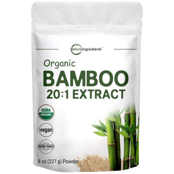 Organic Bamboo Extract Powder, 8 Ounce (1 Year Supply), Rich in Silica and Minerals, Supports Healthy Skin, Nail, Hair, Joints and Bones, Non-GMO and Vegan Friendly