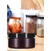 JUVITUS 8 oz Amber Plastic Refillable Low Profile Jar with Black Lid (6 Pack)