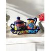 Handmade 3-Piece Talavera Breakfast Set | Small Serving Platter, Sugar Jar, Creamer Pitcher