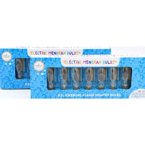 The Dreidel Company Electric Menorah Bulbs- 9 Flickering Flame Shaped Bulbs (2-Pack)