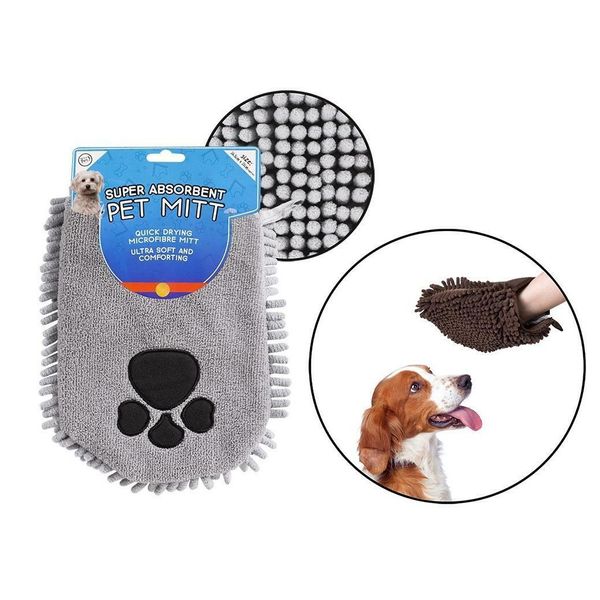 Pet Drying Mitt Super Absorbent Microfibre Quick Drying Ultra Soft Dog Pack of 2