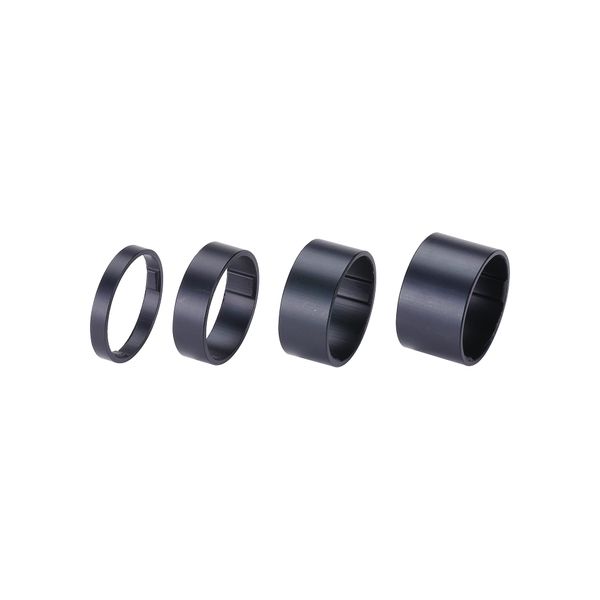 BBB BHP-36899 LIGHTSHPACE Bicycle Headset Parts, 0.2 / 0.4 / 0.6 / 0.8 inches (5 / 10 / 15 / 20 mm), Set of 4, Matte Black