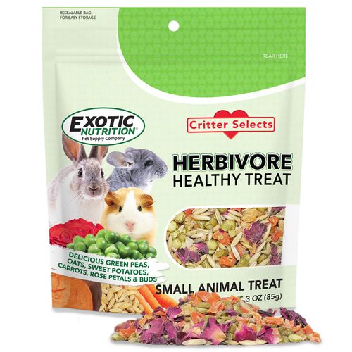 Herbivore Treat (3 oz.) - Healthy Natural Mixed Treat - Sweet Potatoes, Carrots, Green Peas, Oats, Rose Petals - For Chinchillas, Rabbits, Guinea Pigs, Prairie Dogs, Degus, and Other Small Pets
