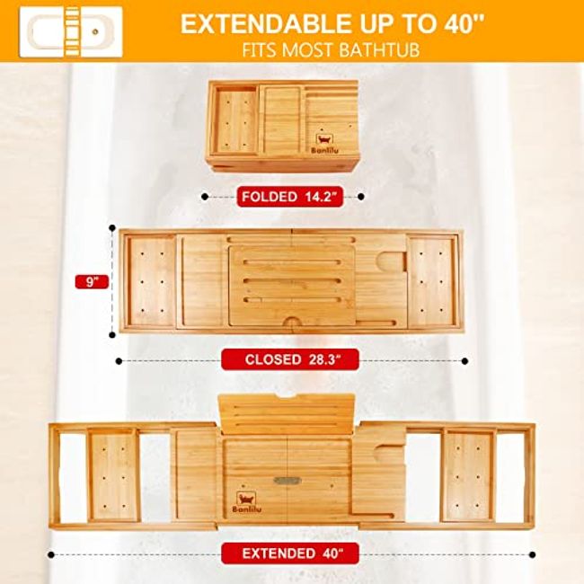 Bathtub Caddy - Foldable Expandable Size, Fits Most Tubs