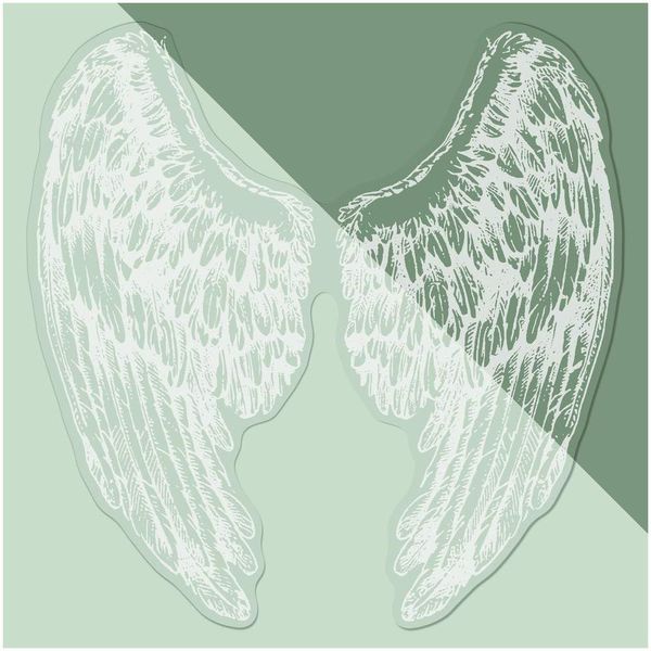 Medium 210mm 'Angel Wings' Clear Static Window Cling Sticker/Decal (White) (WC00102493)