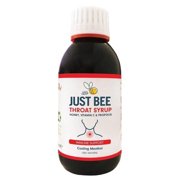 Just Bee 100% Natural Propolis, Vitamin C and Honey Syrup for Immune Support (150ml Glass Bottle)