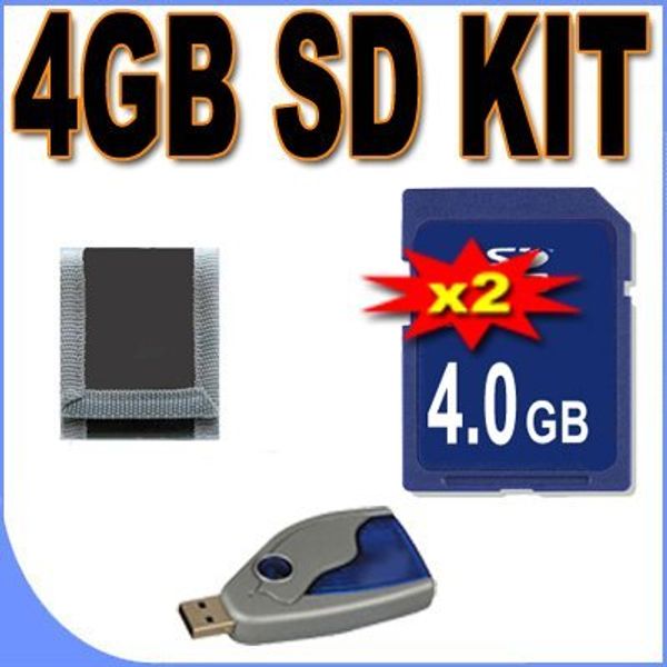 Two 4GB SD Secure Digital Memory Cards BigVALUEInc Accessory Saver Bundle + USB SD Card Reader + More for Digital Recorders