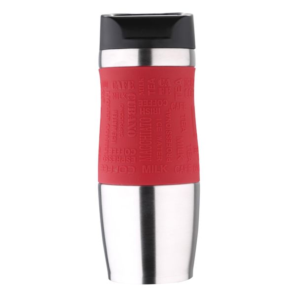 BERGNER Travel | Thermosflasche 400 ml mit Abnehmbarem Deckel | Aus Edelstahl | Doppelte Isolierwand zur Temperaturerhaltung | Tropfsicherer Verschluss | Farbe Rot