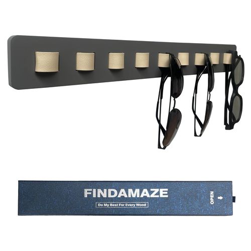 FINDAMAZE Sunglasses Organizer Wall Mounted Wood Sunglass Holder for Home Glasses Holder/Sunglasses Rack ,Home Decor (Gray-1pcs-long)