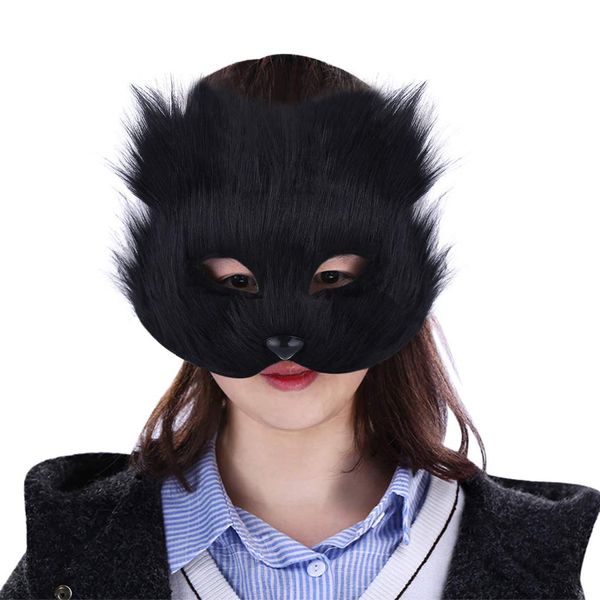 Masquerade Mask Halloween Fox Mask Cosplay Costume Half Face Animal Headgear Caps Furry Party Christmas Eye Mask Cat Masks Party Mask Fancy Half-Face Masks Halloween Costume Fancy Dress