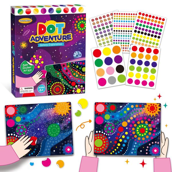 Drama Planet Dot Sticker Art Kit for Kids, Create Stunning Galaxy Patterns with Dot Stickers, Includes Inspiration Guide, Craft Kits, Art Activities for Kids, Gifts for Boys and Girls