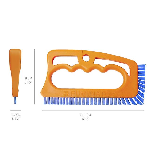 Fuginator Tile Grout Cleaning Brush Without Handle for Use in The Bathroom, Kitchen, and Rest of Household, Orange/Blue