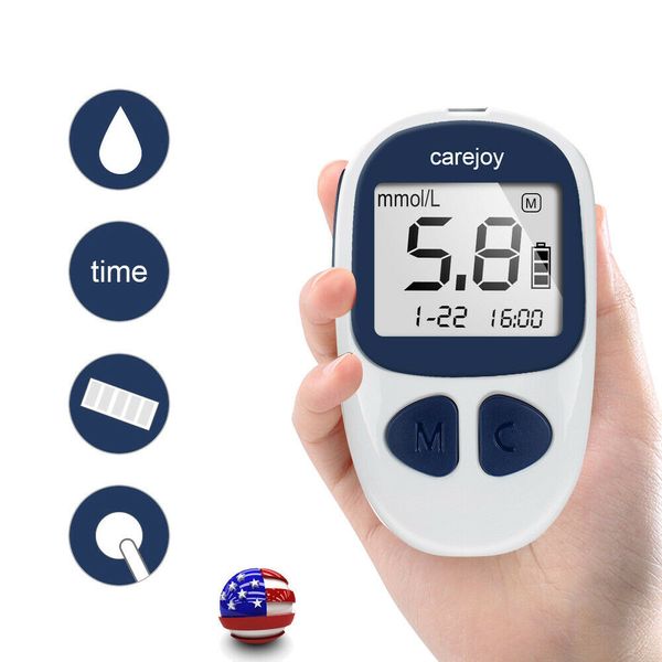 Blood Glucose Monitor Glucometer Kit Monitor Diabetes 50 Carejoy Strips Lancets