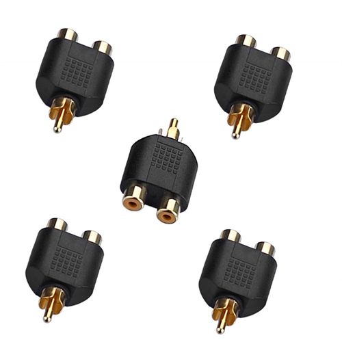 Sienoc 5 Pack 1x Male Adapter to 2 Female Rca Plug Socket Phono Connector AV Video Y Splitter Cable Adapter Adaptor