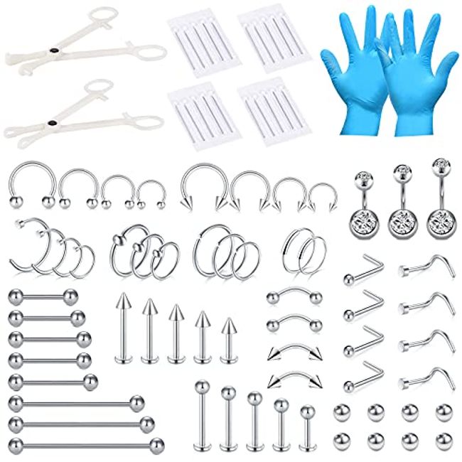 JIESIBAO Piercing Barbell Clamps,Piercing Forceps Pliers Surgical Steel  Catch Barbell Jewelry Clamp Tweezers for Tongue Rings Labret Cartilage  Earrings All Pierings A-lip/barbell clamps