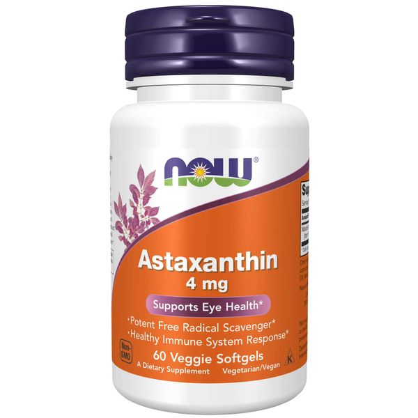 NOW Supplements, Astaxanthin 4 mg, features Zanthin®, Supports Eye Health*, 60 Veg Softgels