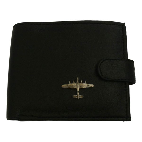 Lancaster Bomber Black Leather Mens Wallet RFID Protection