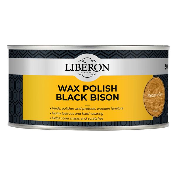 V33 LIBBPWMO500N LIBERON Black Bison Wax Paste 500ML Medium Oak