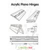 Caterpillar Red Acrylic Hinge 150mm CLEAR, Continous Acrylic Piano Hinges,