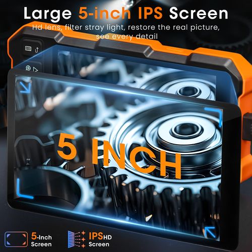 Epicmate Triple Lens Sewer Inspection Camera-Endoscope Camera with Light 50 ft, 5" IPS Screen Snake Camera with Lights 1080P Industrial Borescope, IP67 Waterproof Drain Pipe Snake with 32G Card