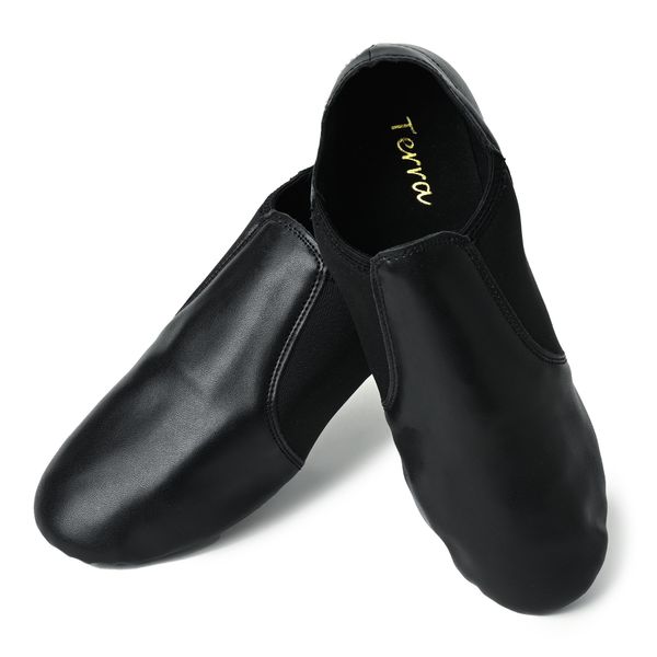 Jazz Shoes Cheer Shoes ※ 30 Days Quality Guarantee ※【Terra】Dance Shoes 6.7 inches (17 cm) ~ Adult Side Rubber Slip-on Fit Black, Black