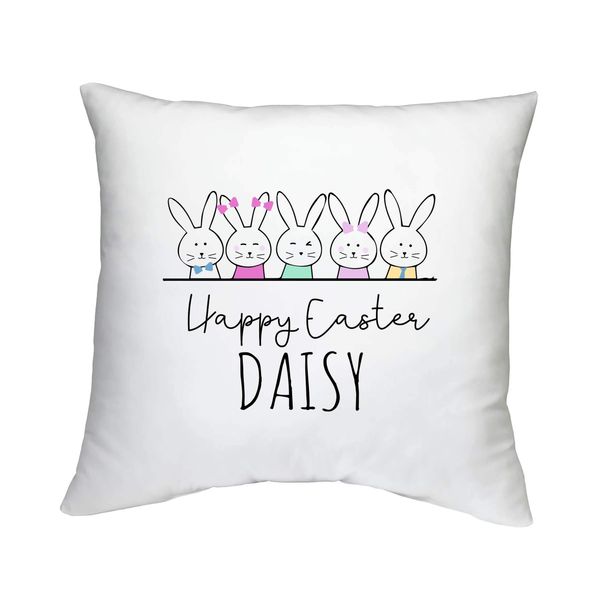 Shopagift Personalised Bunnies Happy Easter Printed Cushion with Filled Insert - 40cm x 40cm