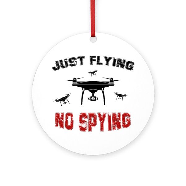 CafePress Drone Pilot Gift Idea Drone Round 4" MDF Holiday Ornament