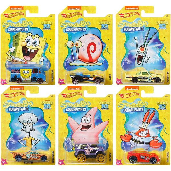 Hot Wheels Spongebob 20 Best Year Ever 6 Car Bundle Set