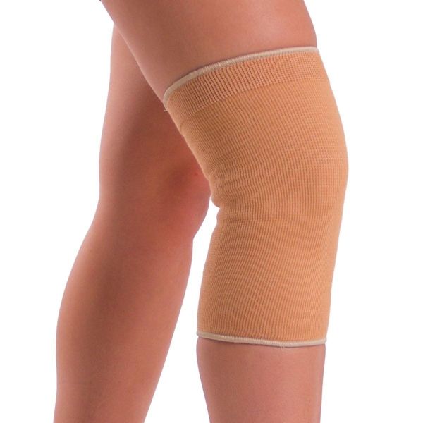 BraceAbility Elastic Slip-on Knee Sleeve | Cotton Fabric Knee Pain Compression Bandage for Stretchy, Lightweight & Comfortable Support (Small)