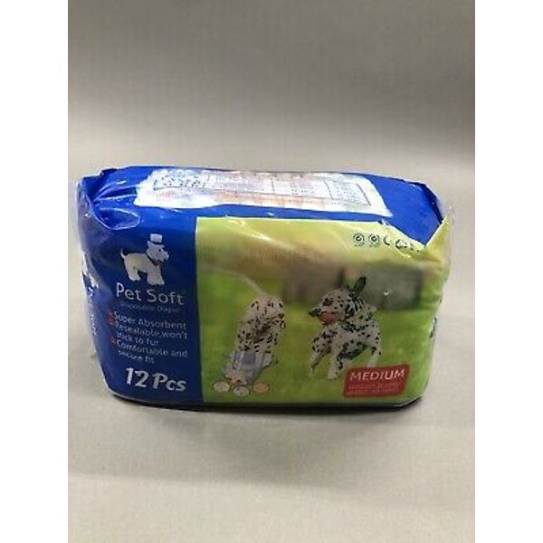 Pet Soft Disposable Diaper Size Medium New Pack Of 12 FREE SHIPPING