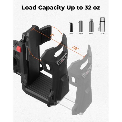 KEMIMOTO Upgraded ATV Cup Holder, Motorcycle Drink Holder with 0.85''-1.25'' Metal Clamp and Double Anti-Slip Protection, Universal Bottle Holder for Bike Scooter Boat Wheelchair
