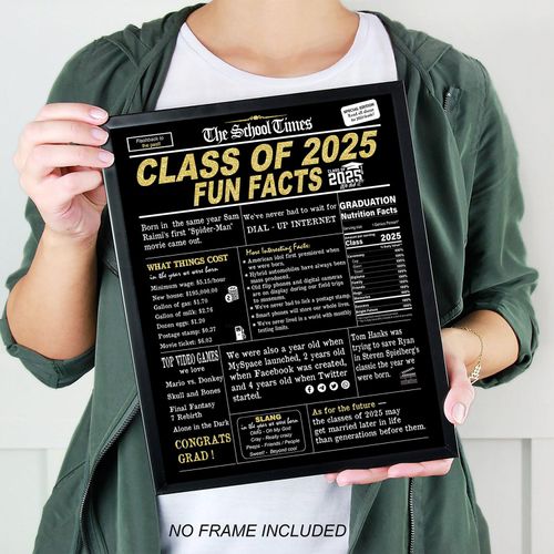 Graduation Decorations class of 2025, Graduation Party Decorations, Graduation Gifts, Class of 2025 Fun Facts Centerpiece Poster Sign, Graduation Card for Him Her