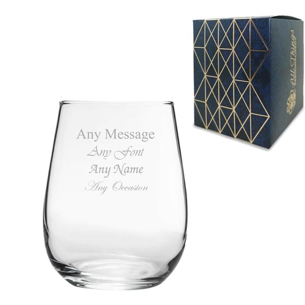 Personalised Engraved 360ml Corto Stemless Wine Glass with Gift Box