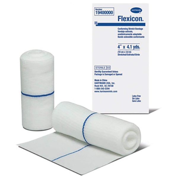 Sterile Gauze Roll Bandage Flexicon 4'' Inch 12 Rolls/Box