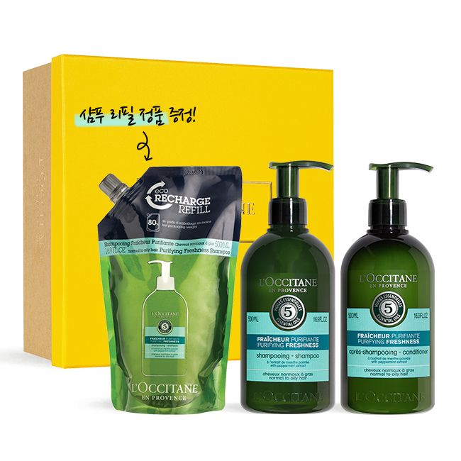 [Gift] [Scalp Cooling] Purifying Freshness Hair Care Duo Set (Free Shampoo Refill)