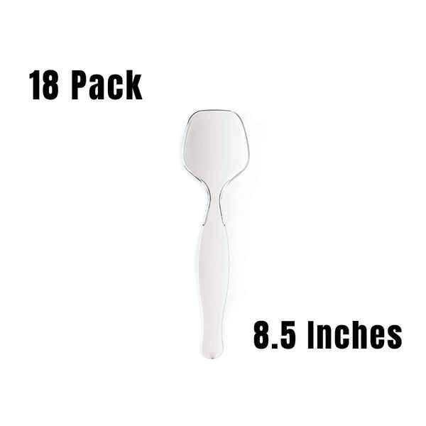 18 Pack Heavy Duty Large Plastic Disposable Clear Serving Spoons 8.5 in