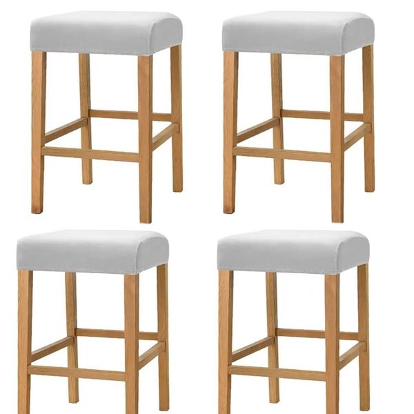 Stool Covers Rectangle,Stretch Rectangle Bar Stool Covers Elastic Chair Seat SlipcoversJacquard Saddle Seat Cover Vanity Stool Cover Counter Stool Covers for Wooden Metal Bench(4 Pack,Light gray)