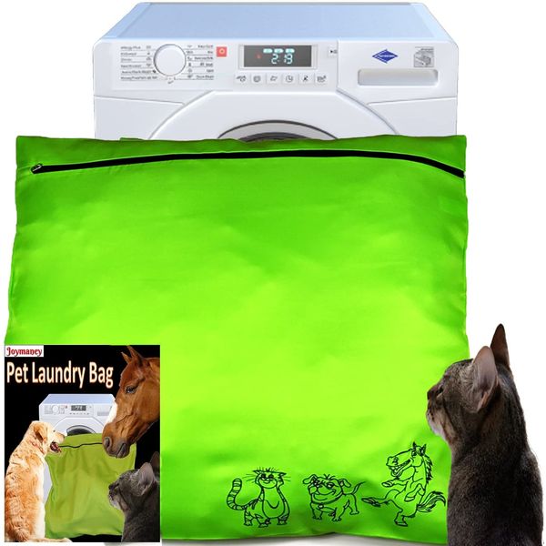 Green Pet Laundry bag Jumbo size,80cm by 70cm, Stops Pet Hair Blocking the Washing Machine, 2021 Treble Stitched for Cat Dogs Horses… (L)