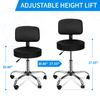 3PCS Swivel Salon Spa Stool Chair Adjustable Hydraulic Rolling Stool with Back