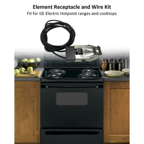 2Pack WB2X8228 Element Receptacle and Wire Kit Fit for GE Electric Ranges Electric Stove Burners parts Replaces AP2013499 PS242972